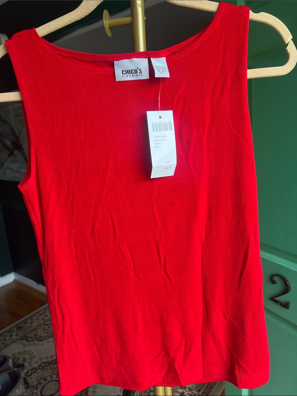 Chico's travelers Vibrant Red Sleeveless Tank Top size 1 Small